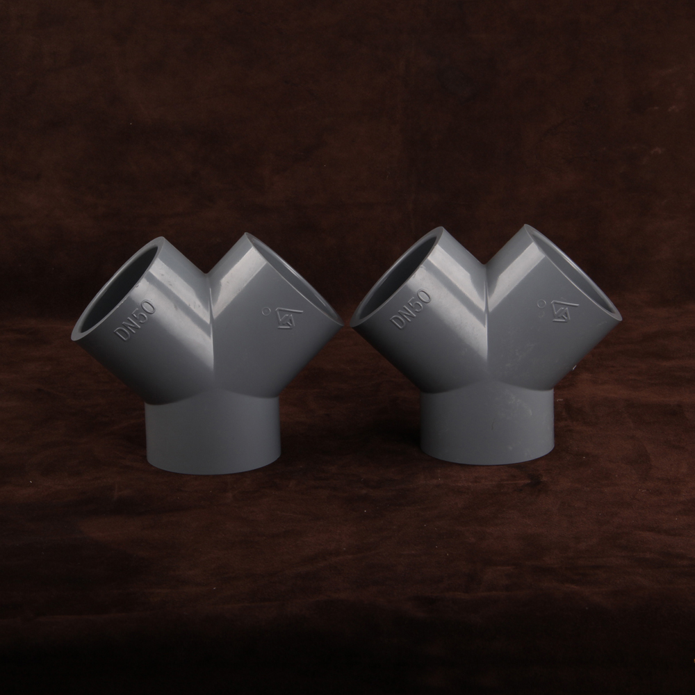 DN50 CPVC Y-shaped Tee Plastic Reducing Tee Three Way Pipe Fittings Coupling Joint Y Tee