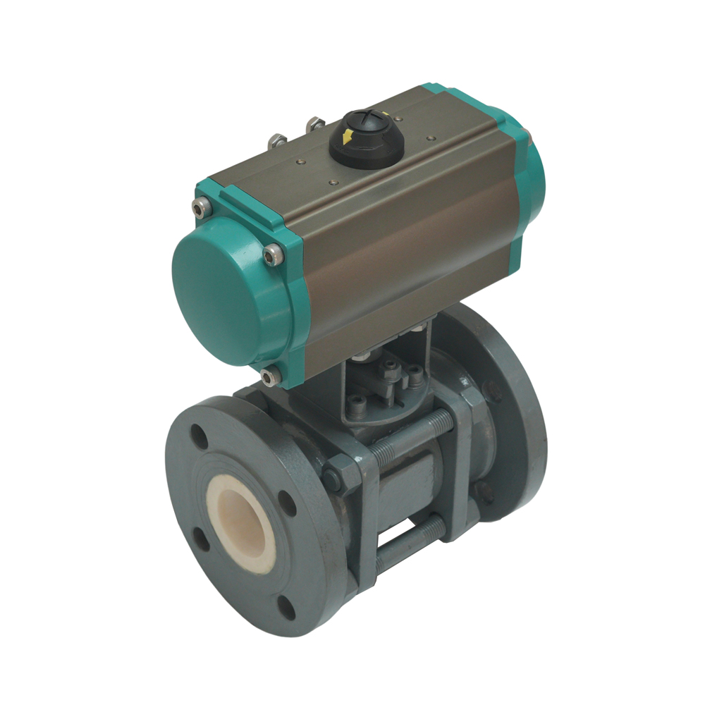 Stainless Steel Pneumatic Actuator 2 Way Flanged Ceramic Ball Valve