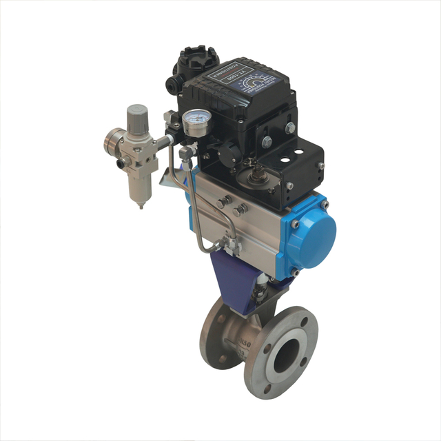 Chemical Industry Corrosion-Resistant Pn16 Dn150 Pneumatic Actuator Pneumatic V-shaped ball valve with locator